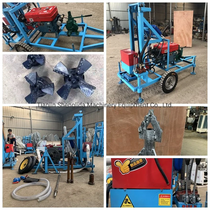 22HP Diesel Engine Well Drilling Rig Tractor Mounted Water Drilling Machine 100m Deep Alloy PDC Coring Bits Price